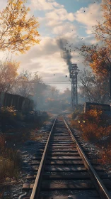 Rust kissed tracks under amber trees and wandering smoke.