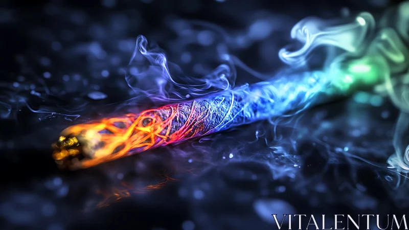 Color spectrum smoking object in dark atmospheric setting.