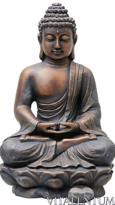 Bronze Buddha statue seated in lotus meditation posture.