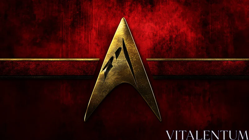 Metallic delta insignia centered on textured red field.