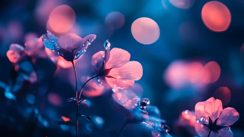 Luminescent Petals Drift Through Twilight Magic.