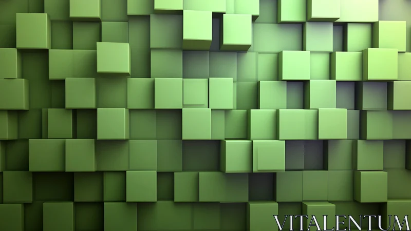 Green cubic blocks form a staggered three dimensional grid wall