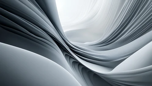 Flowing metallic waves form a serene abstract landscape