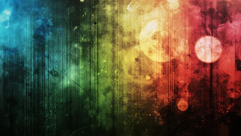 Color spectrum abstract texture shows vertical streaks and circles