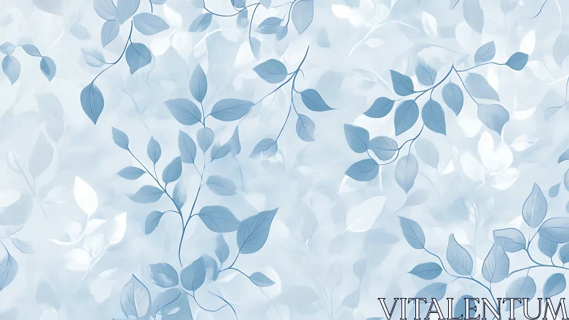 Soft blue leaf branches drifting across a gentle sky.