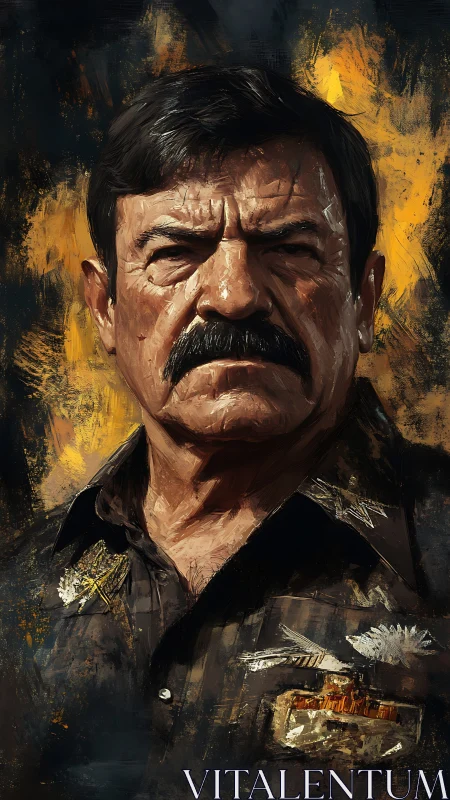 Weathered commander studies storms beyond the burning dusk