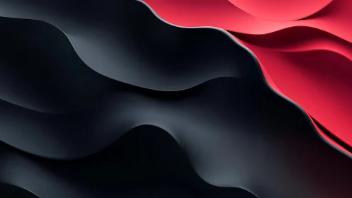 Sculpted red and black waves create a sleek minimal backdrop