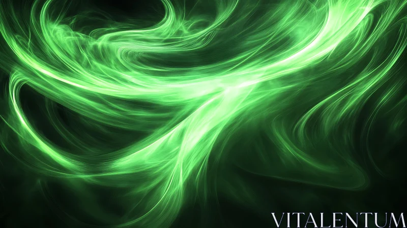 Vivid Green Abstract Light Streaks in Energetic Digital Art Style.