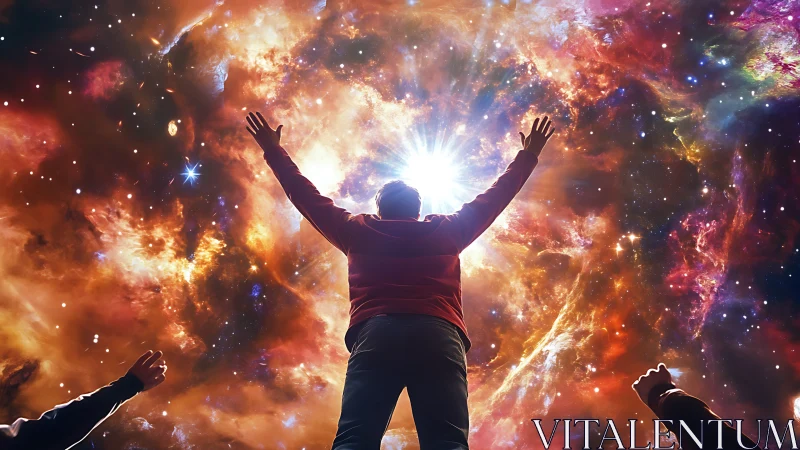 Stargazer ignites a cosmic gateway of swirling nebula fire.