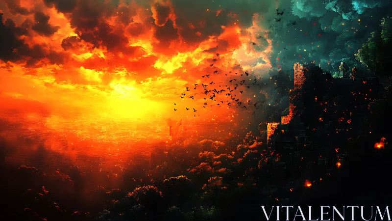 Apocalyptic Convergence: Fire Devours Emerald Twilight