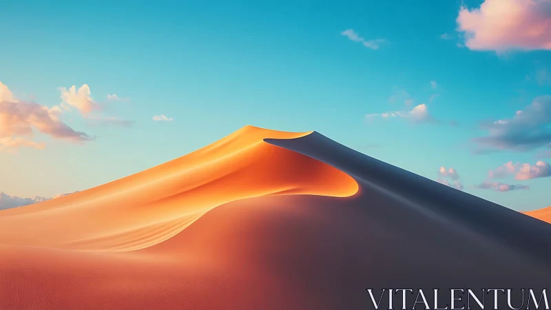 Luminous desert dunes under pastel sky with sculpted ridges.