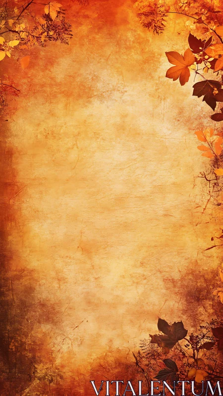 Vertical textured background with autumn foliage border.