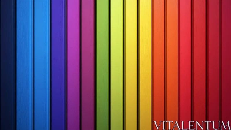 Vertical rainbow planks line up like disciplined color soldiers