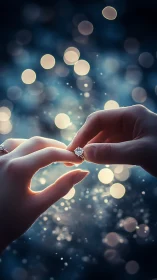 Engagement Ring Proposal Under Glowing Bokeh Lights