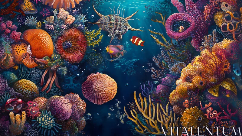 Vibrant digital coral reef teems with fantastical marine life