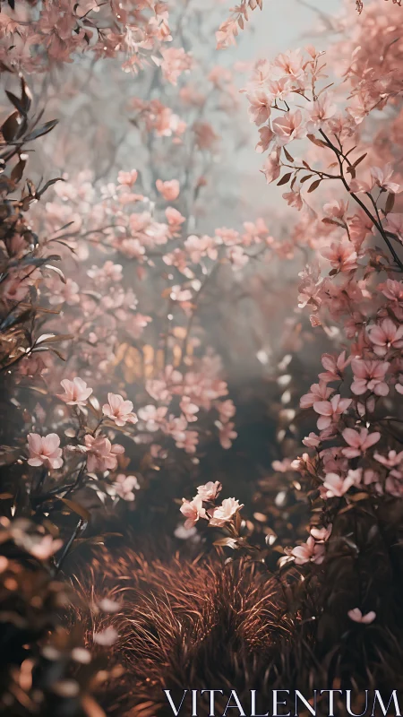 Soft Focus Floral Corridor: Romantic Botanical Study.