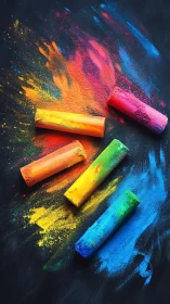 Vivid soft pastels on dark ground with radiant dust trails.