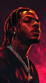 Bold digital portrait of confident rap-inspired figure.