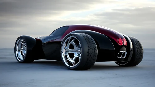 3D hypercar rendering with wide-stance aerodynamic silhouette.