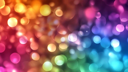 Glowing rainbow bokeh lights creating a dreamy, cozy glow.