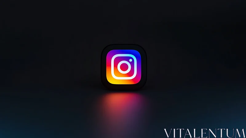 Instagram Camera Icon Against Dark Background Glowing.