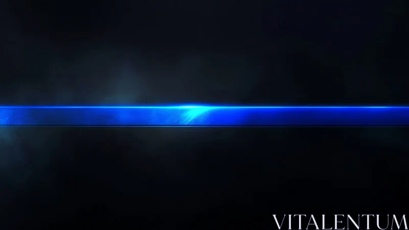Luminous blue energy bar across deep smoky black field.