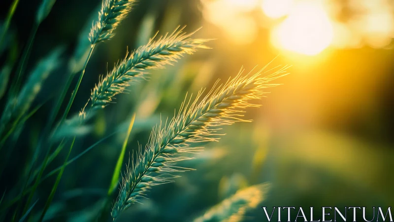 Sunlit meadow whiskers catching the last golden hush.