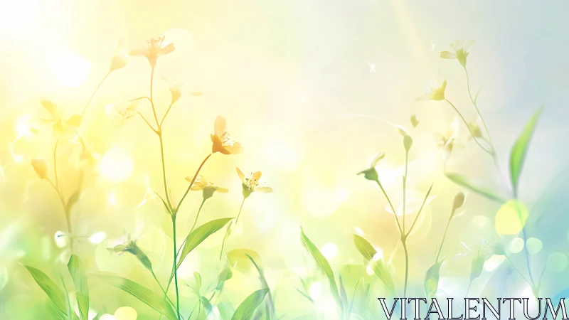 Backlit wildflower stems in diffuse spectral bokeh field.