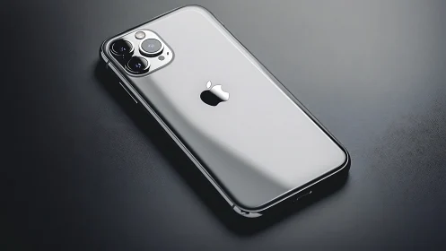 Sleek Silver iPhone Gleams in Professional Lighting.