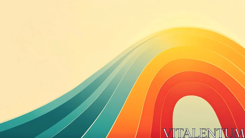 Curved retro gradient wave arch with warm teal to amber spectrum