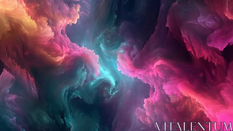 Colorful cosmic clouds swirl gently in a dreamy night sky