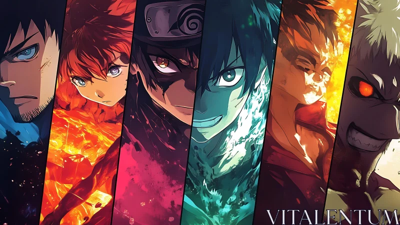 Angular anime portraits align with elemental color dynamics