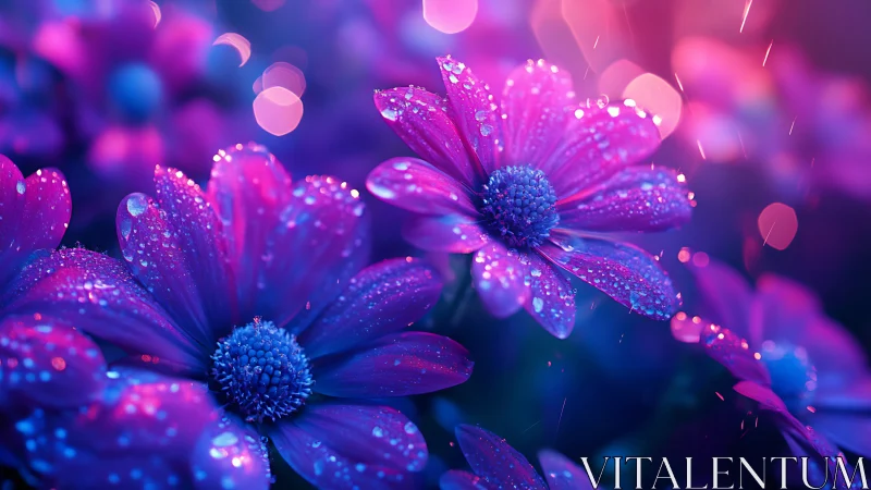 Neon Daisy Dreams: Bioluminescent Blooms in Electric Twilight.