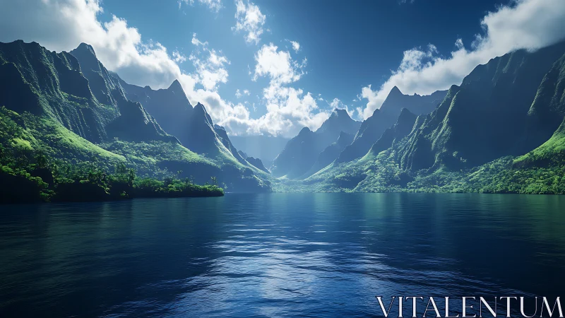 Verdant Valley: Dramatic Mountain Lake Fjord.