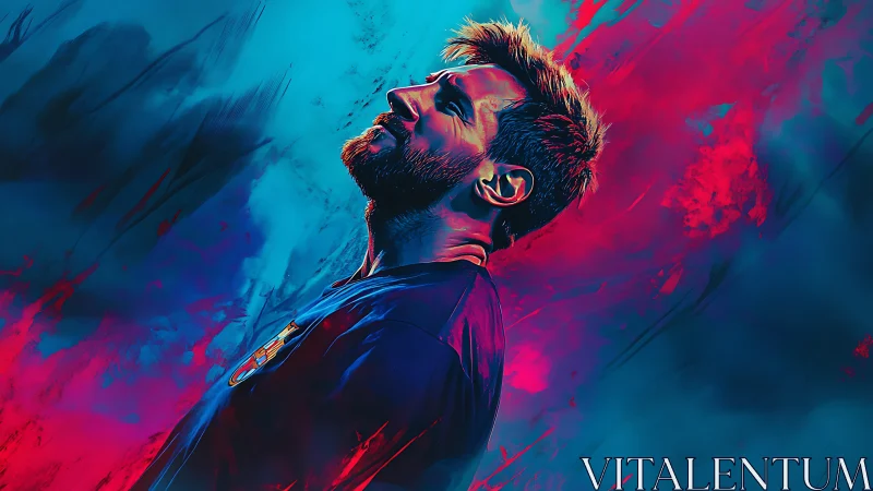 Football icon profile in neon cyan and magenta blaze.