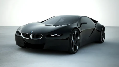 Black BMW concept supercar with sculpted aerodynamic body.
