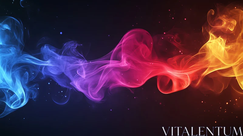 Chromatic vapor streams converge in a high-contrast digital field