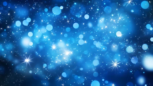 Starlit blue bokeh field shimmers like a dreamy night sky