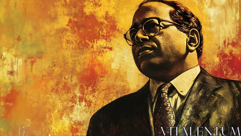 Portrait in amber light with expressive textured backdrop.