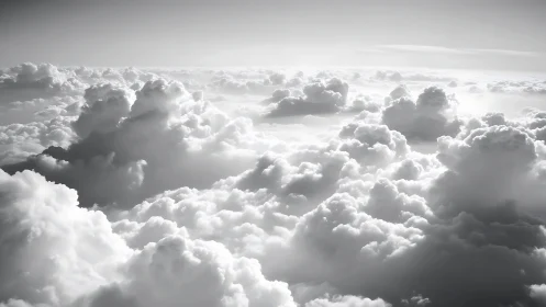 Photorealistic stratocumulus cloudscape in high-key monochrome.