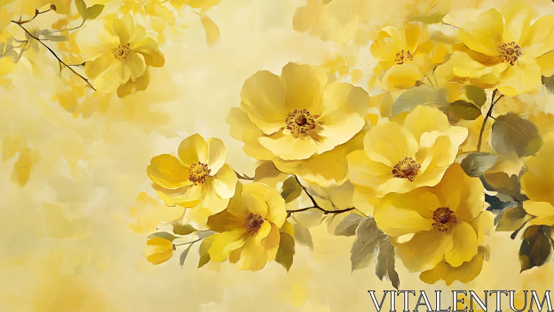 Golden Blooms in Soft Light: A Cheerful Yellow Flower Garden