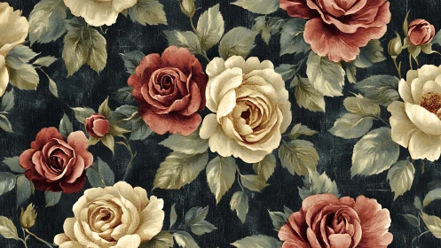 Romantic Roses Dance Across Dark Canvas