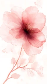 Pink botanical illustration of translucent layered flower with delicate stems
