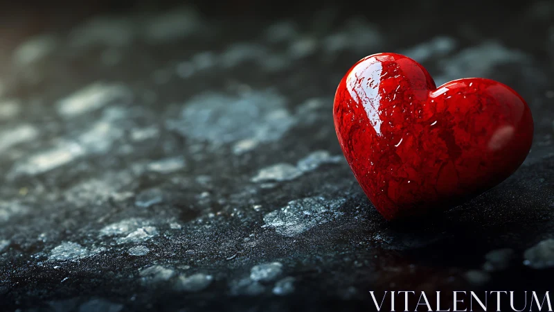 Crimson Heart Rests Solemnly Against Ashen Terrain