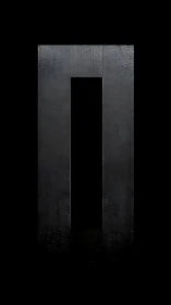 Tall black rectangular doorway on dark minimal background.