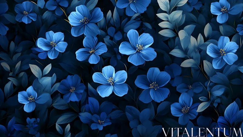 Computational Blue Floral Field: Dense Algorithmic Flower Rendering with Volumetric Depth Compositio