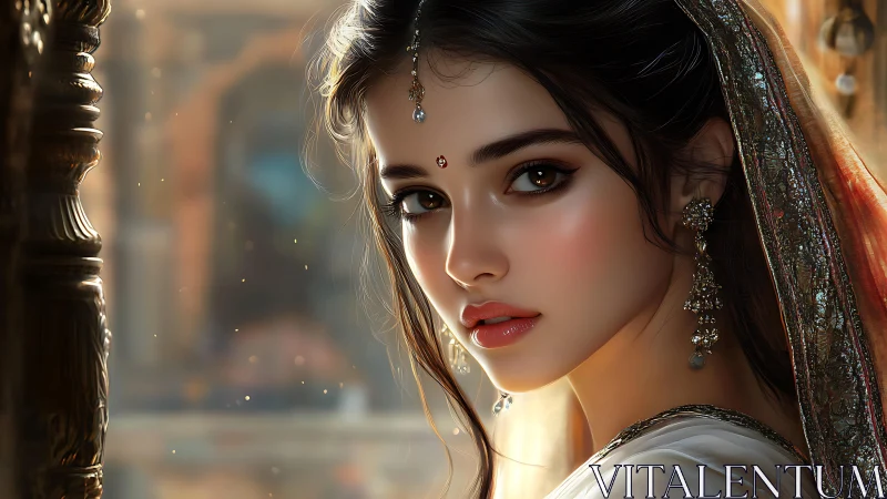 Elegant South Asian portrait glows in warm cinematic light