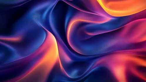 Iridescent abstract folds render fluid neon light gradients