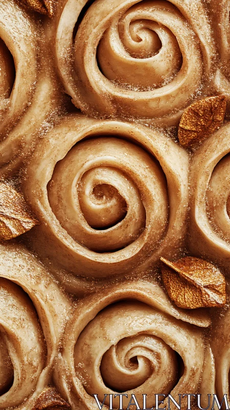 Swirled cinnamon rose dough blooms with sugared warmth.