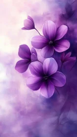 Purple Petals Drift Through Twilight Mist.